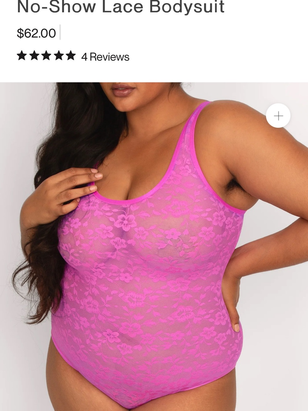 Curvy Couture Lace Bodysuit - Hot Pink